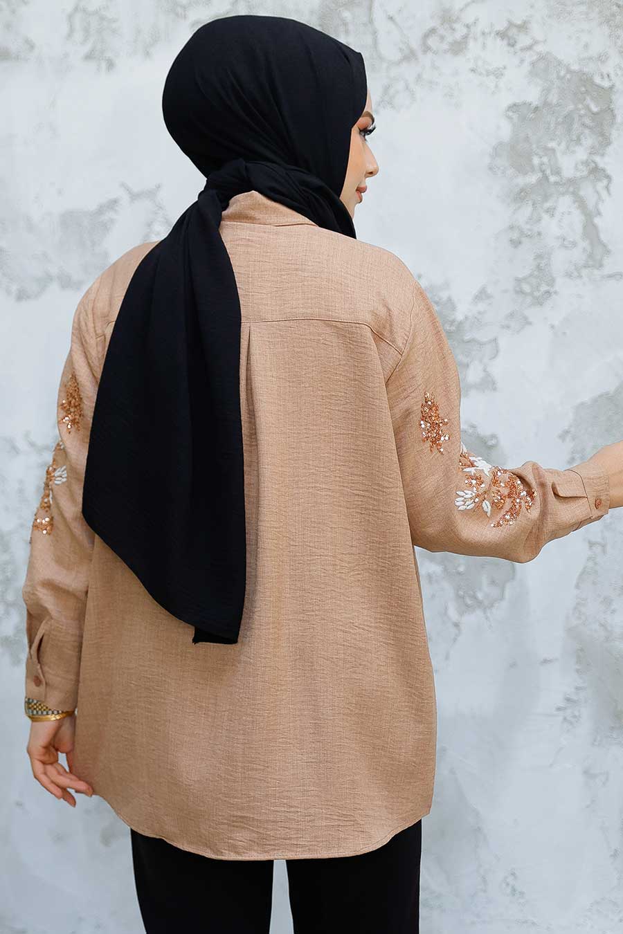 Brown Sequence Embroidered