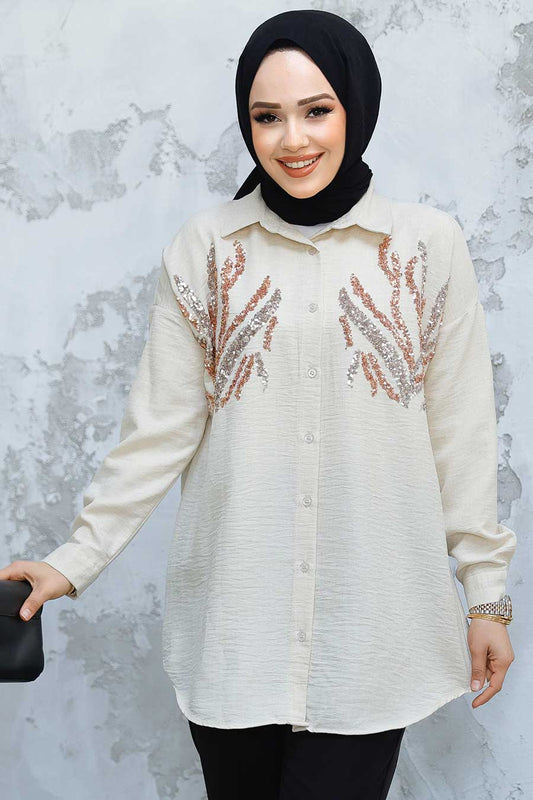 White Sequence Shirt